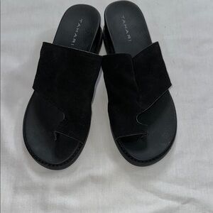 Tahari Black Mules Sleek Suede Design